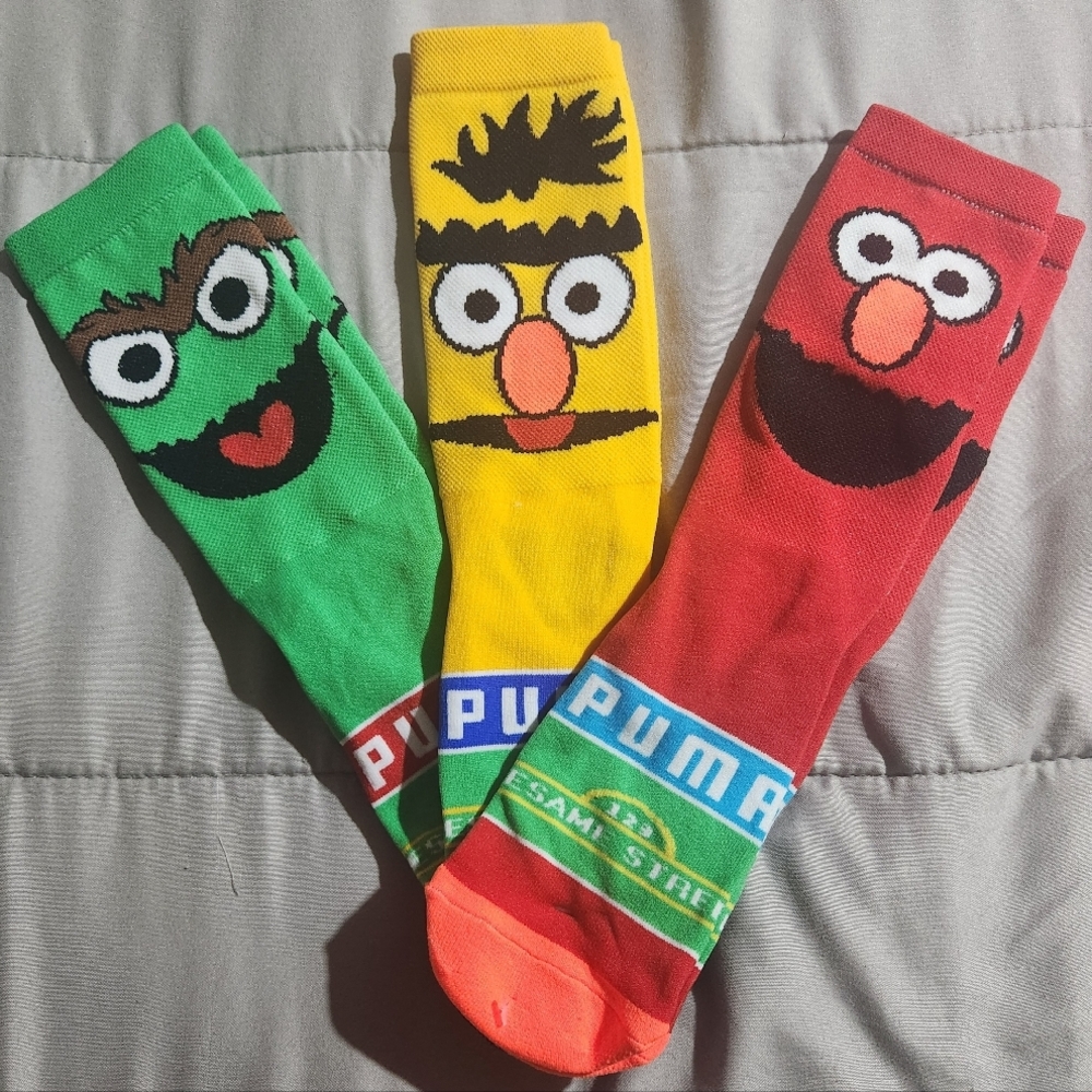 Puma Sesame Street Character Socks - Green, Yellow, Red